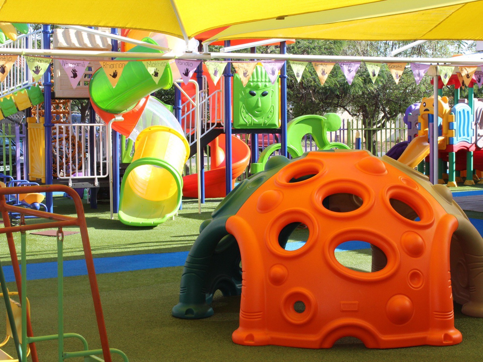 Colourful playground equipment at a Hibiscus pre-school
